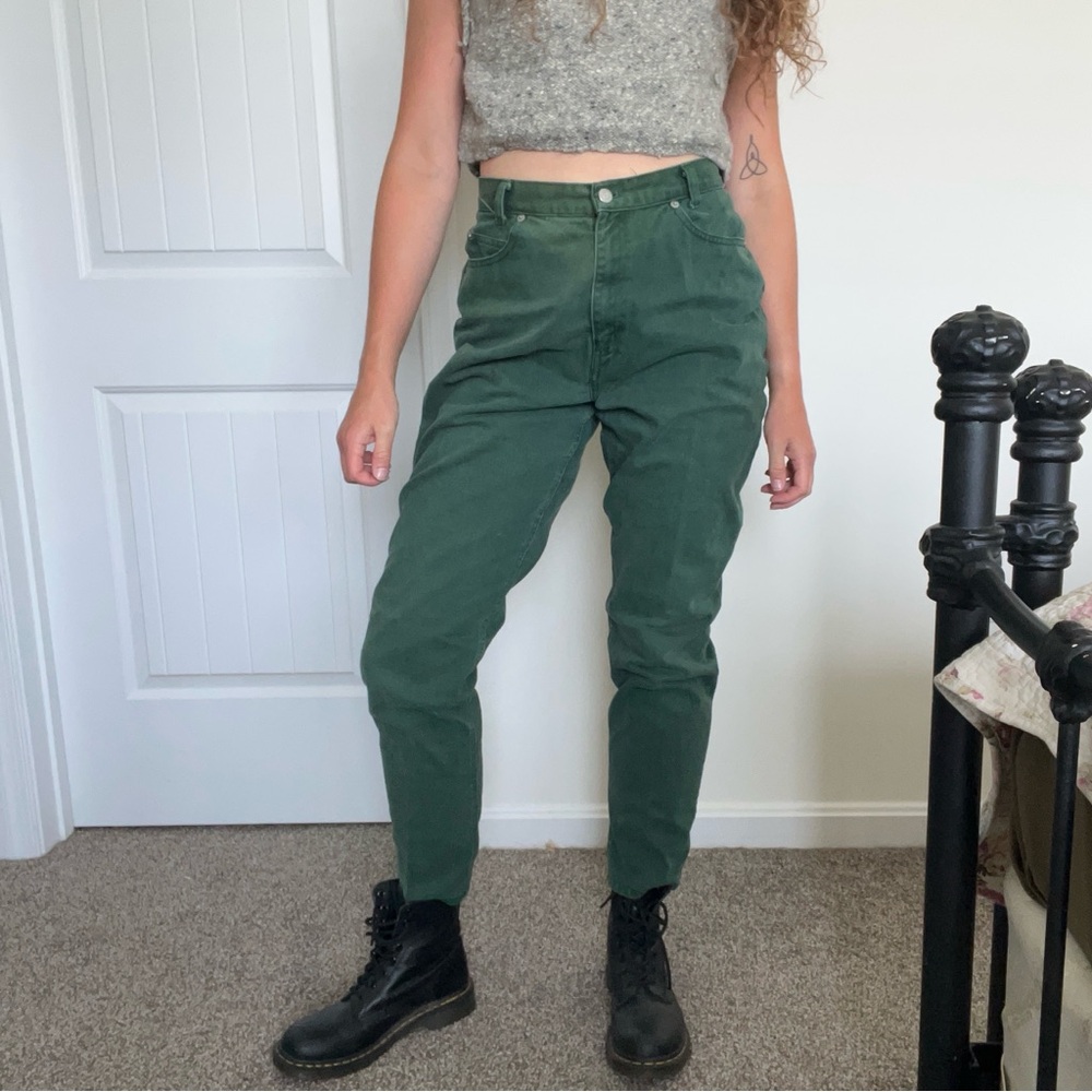 Vintage Green High Rise Straight Leg Jeans